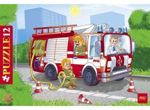 картинка Пазл 12 эл., в рамке, "Пожарная машина", Hatber, 12П34_09342 от магазина Альфанит в Кунгуре