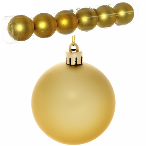картинка Набор шаров, 6 шт, 6 см, золото, "Матовый", 183-885, 11460097 от магазина Альфанит в Кунгуре