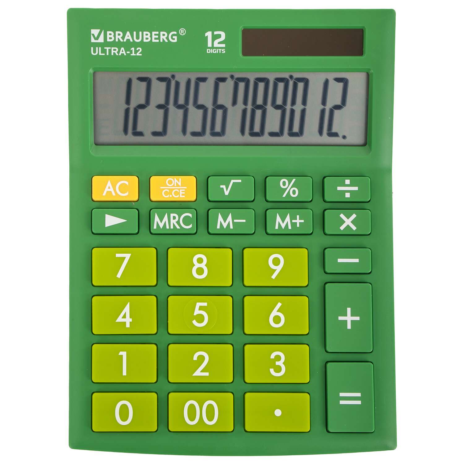 картинка Калькулятор настольный, 12 разрядов, 19,2*14,3 см, двойное питание, зеленый, "ULTRA-12-GN", BRAUBERG, 250493 от магазина Альфанит в Кунгуре
