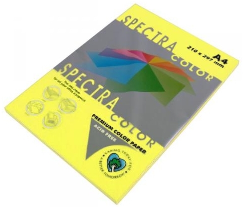 картинка Бумага офисная цветная, А4, 20 л, 1 цв, 80 г/м2, желтый неон, Spectra Color, 42363 от магазина Альфанит в Кунгуре