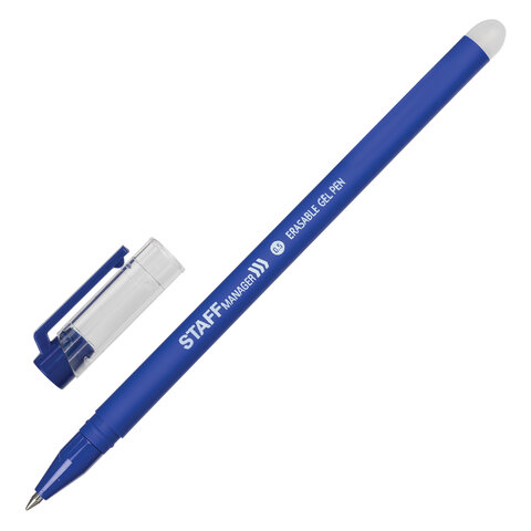 картинка Ручка гелевая стираемая, 0,5 мм, синяя, корп. синий, STAFF, 143656 от магазина Альфанит в Кунгуре