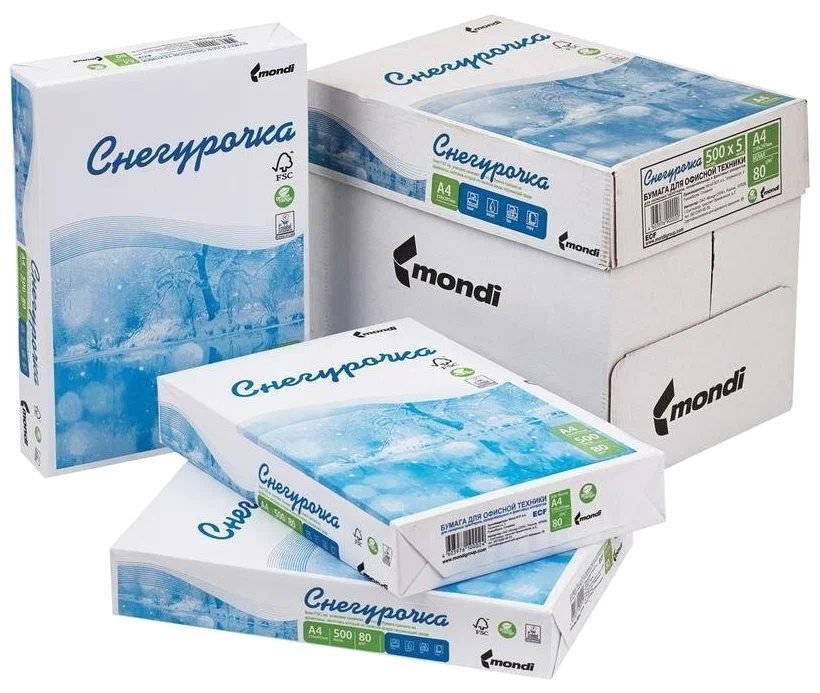 картинка Бумага офисная белая, А4, 500 л, 80 г/м2, 146%, класс С, Снегурочка от магазина Альфанит в Кунгуре