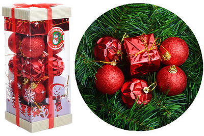 картинка Набор подвесок новогодних, 20 шт, 4 см, красный, Снеговичок, S0123-1 от магазина Альфанит в Кунгуре