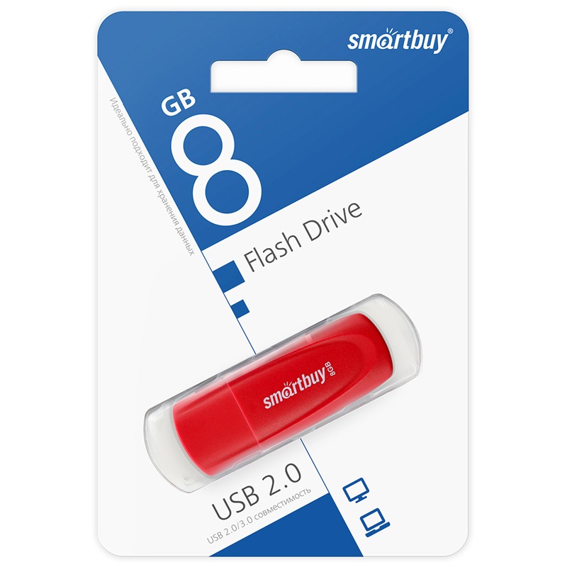картинка Флеш-диск SmartBuy 8 GB, Scout, красный, SB008GB2SCR от магазина Альфанит в Кунгуре