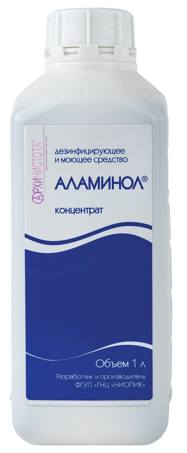 картинка Средство дезинфицирующее, 1 л, бутыль, концентрат, "Аламинол", 601594 от магазина Альфанит в Кунгуре
