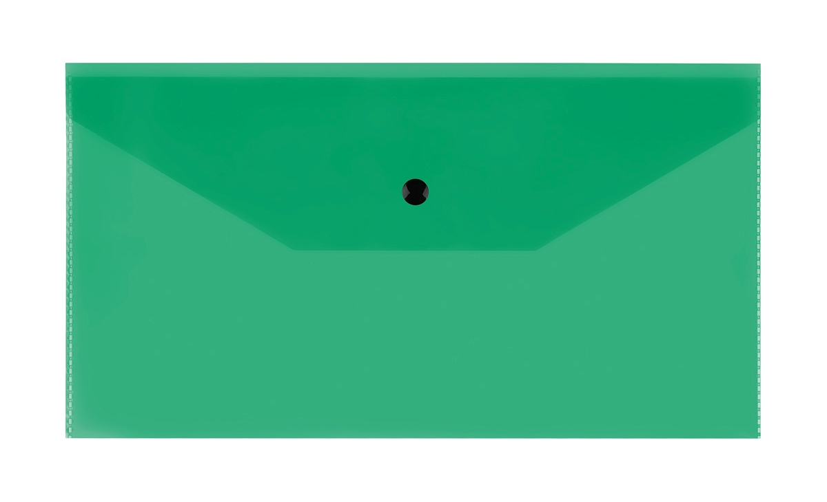картинка Папка-конверт на кнопке, С6+, 150 мкм, пластик, прозрачный зеленый, СТАММ, ММ-32282 от магазина Альфанит в Кунгуре