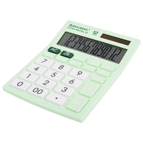 картинка Калькулятор настольный, 12 разрядов, 19,2*14,3 см, мятный, "ULTRA PASTEL-12-LG", BRAUBERG, 250504 от магазина Альфанит в Кунгуре