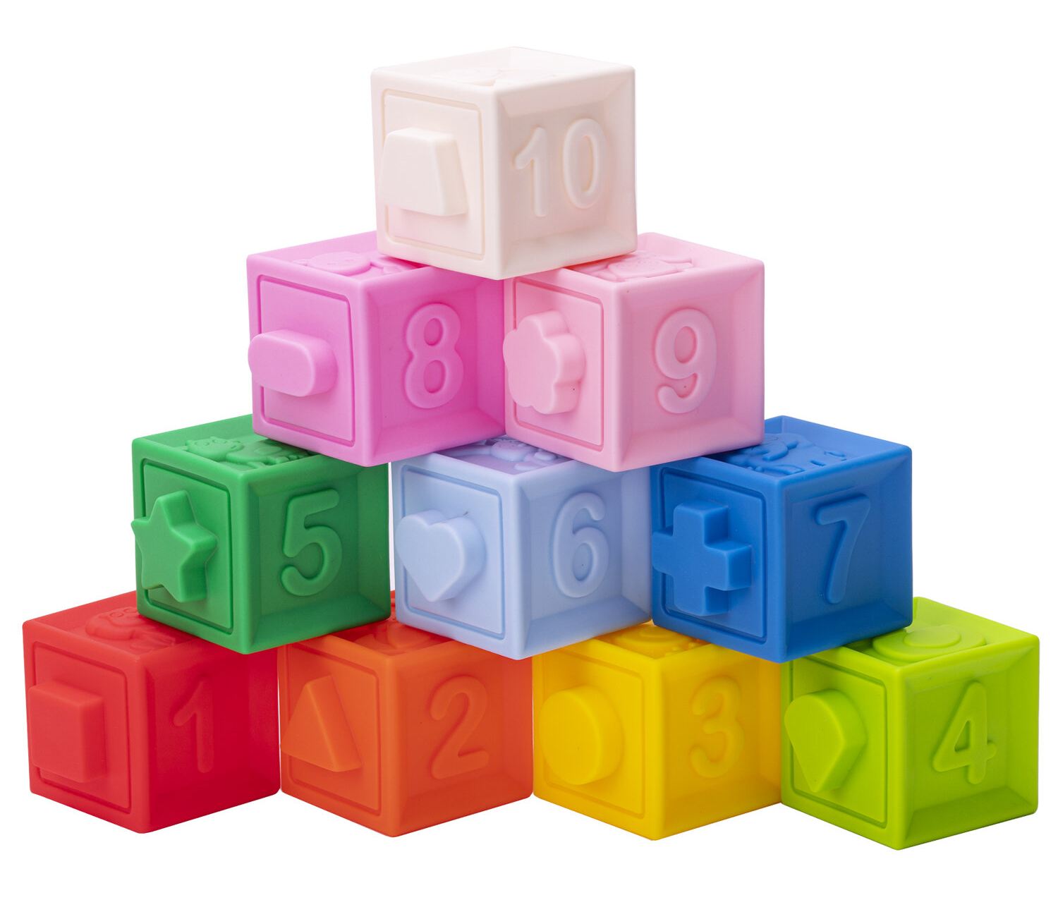 картинка Кубики тактильные, 10 шт, пластик, ассорти, развивающие с функцией сортера, Юнландия, 664703 от магазина Альфанит в Кунгуре