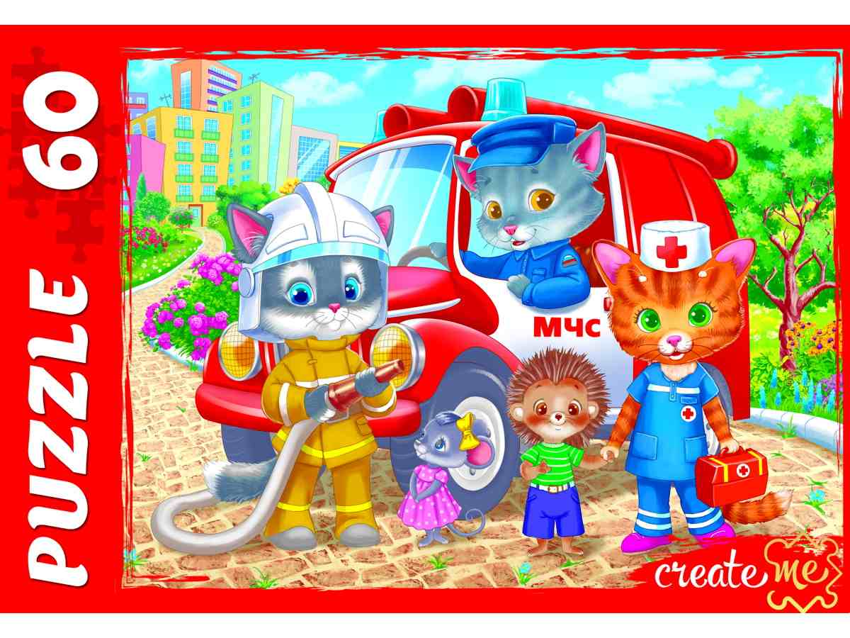 картинка Пазл 60 эл., MAXI, "Котята-спасатели", Рыжий кот, УК60-7008 от магазина Альфанит в Кунгуре