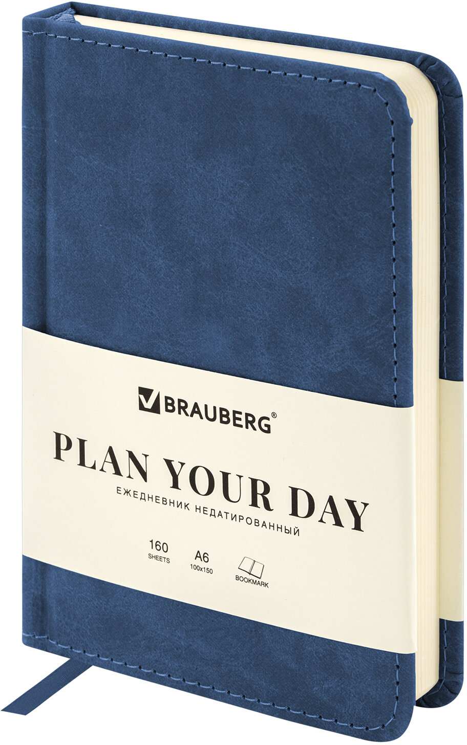 картинка Ежедневник недатированный, А6, 160 л, синий, под фактурную кожу, "Status", BRAUBERG, 113368 от магазина Альфанит в Кунгуре