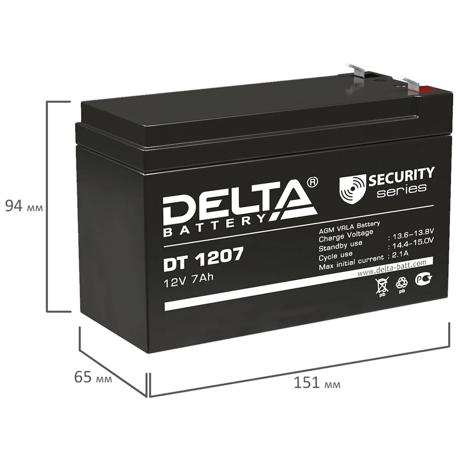 картинка Аккумулятор Delta DT1207, 12V, 7Ah от магазина Альфанит в Кунгуре