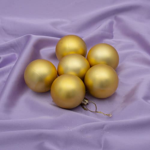 картинка Набор шаров, 6 шт, 6 см, золото, "Матовый", 183-885, 11460097 от магазина Альфанит в Кунгуре