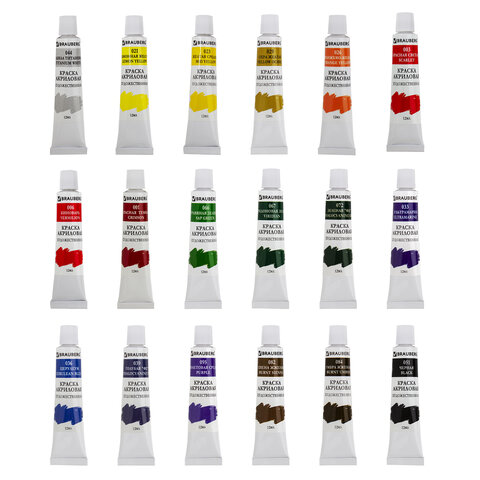 картинка Краски акриловые, 18 цв, 18 шт по 12 мл, туба, "Art debut", BRAUBERG, 191126 от магазина Альфанит в Кунгуре