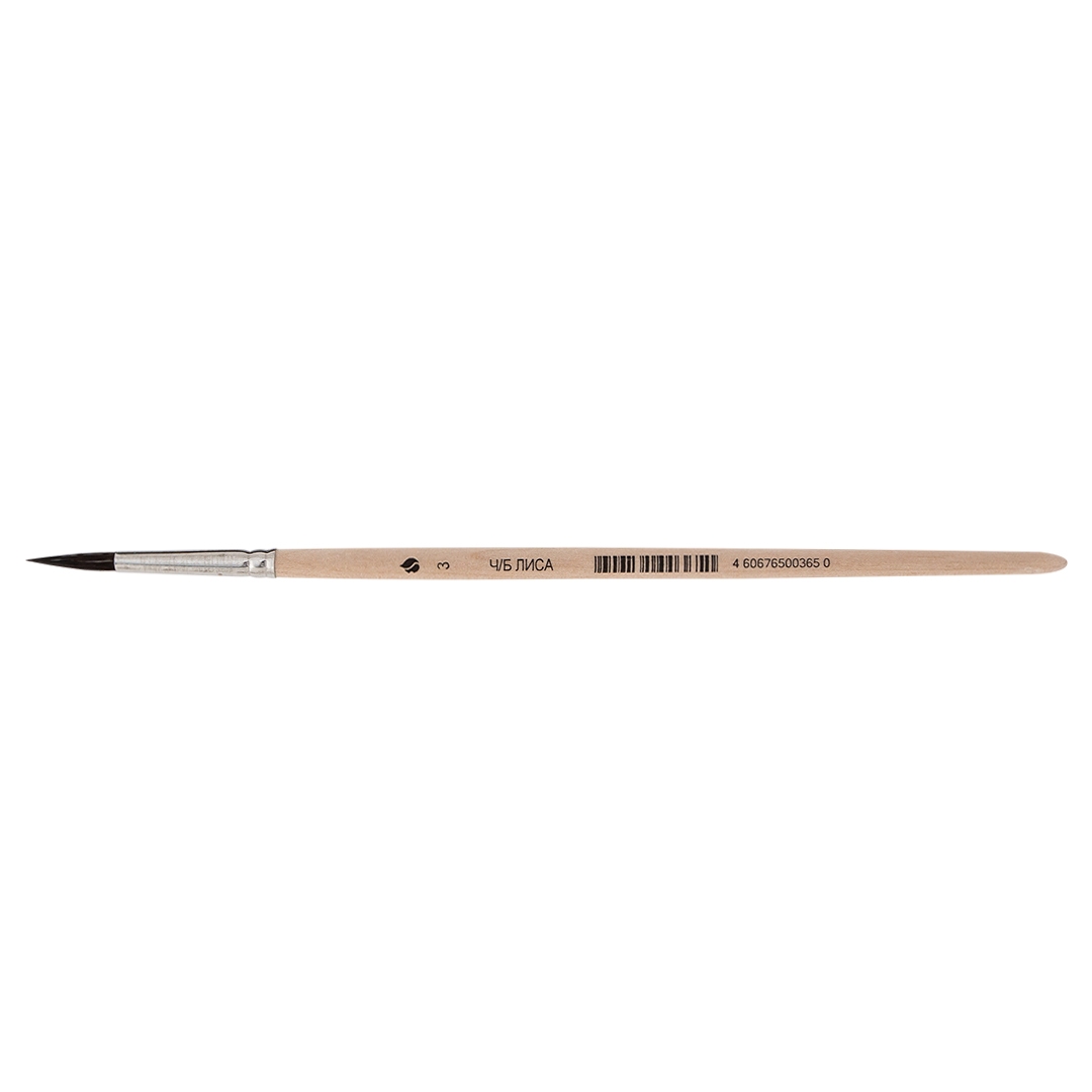 картинка Кисть художественная № 3, чернобурая лиса, круглая, короткая ручка, C-0903 от магазина Альфанит в Кунгуре