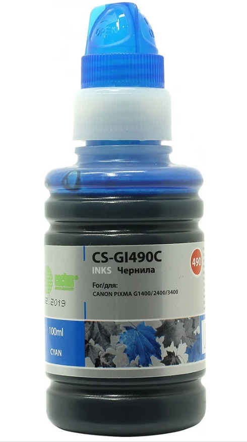 картинка Чернила Cactus GS-GI490C, для Canon Pixma G1400/2400/3400, голубой, 100мл от магазина Альфанит в Кунгуре
