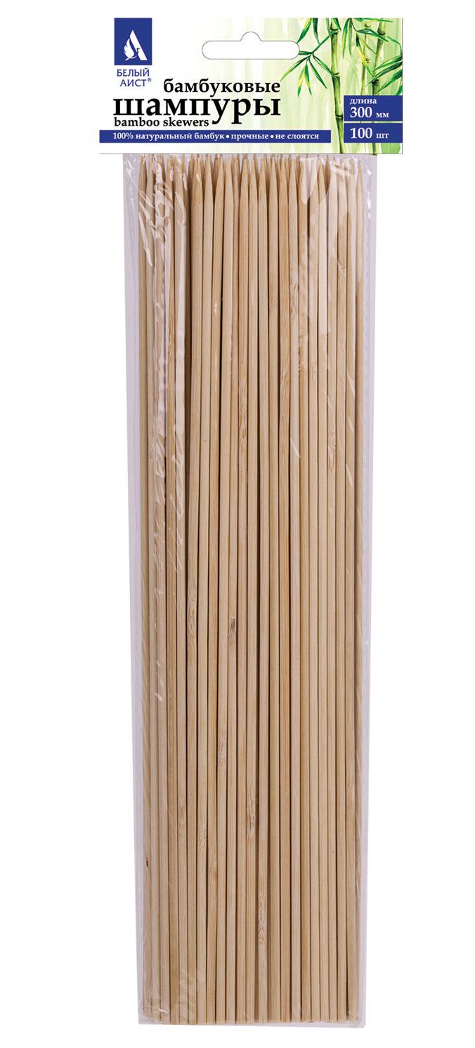 картинка Шпажки, 100 шт, 30 см, для шашлык, бамбуковые "БЕЛЫЙ АИСТ", 607571 от магазина Альфанит в Кунгуре