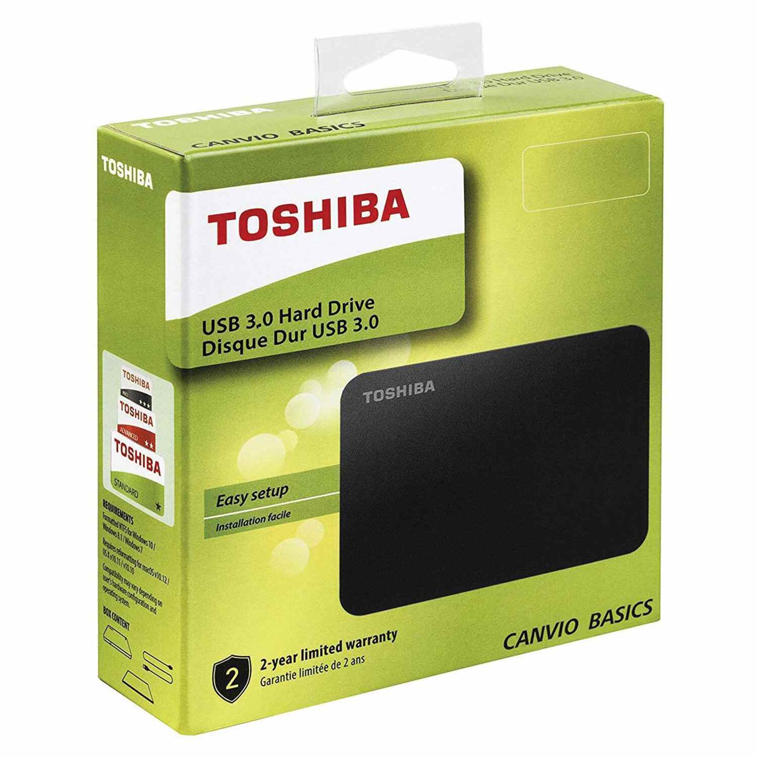 картинка Внешний жесткий диск 2 TB Toshiba, Canvio Basics, HDTB420EK3AA, USB 3.0, 2.5", черный от магазина Альфанит в Кунгуре