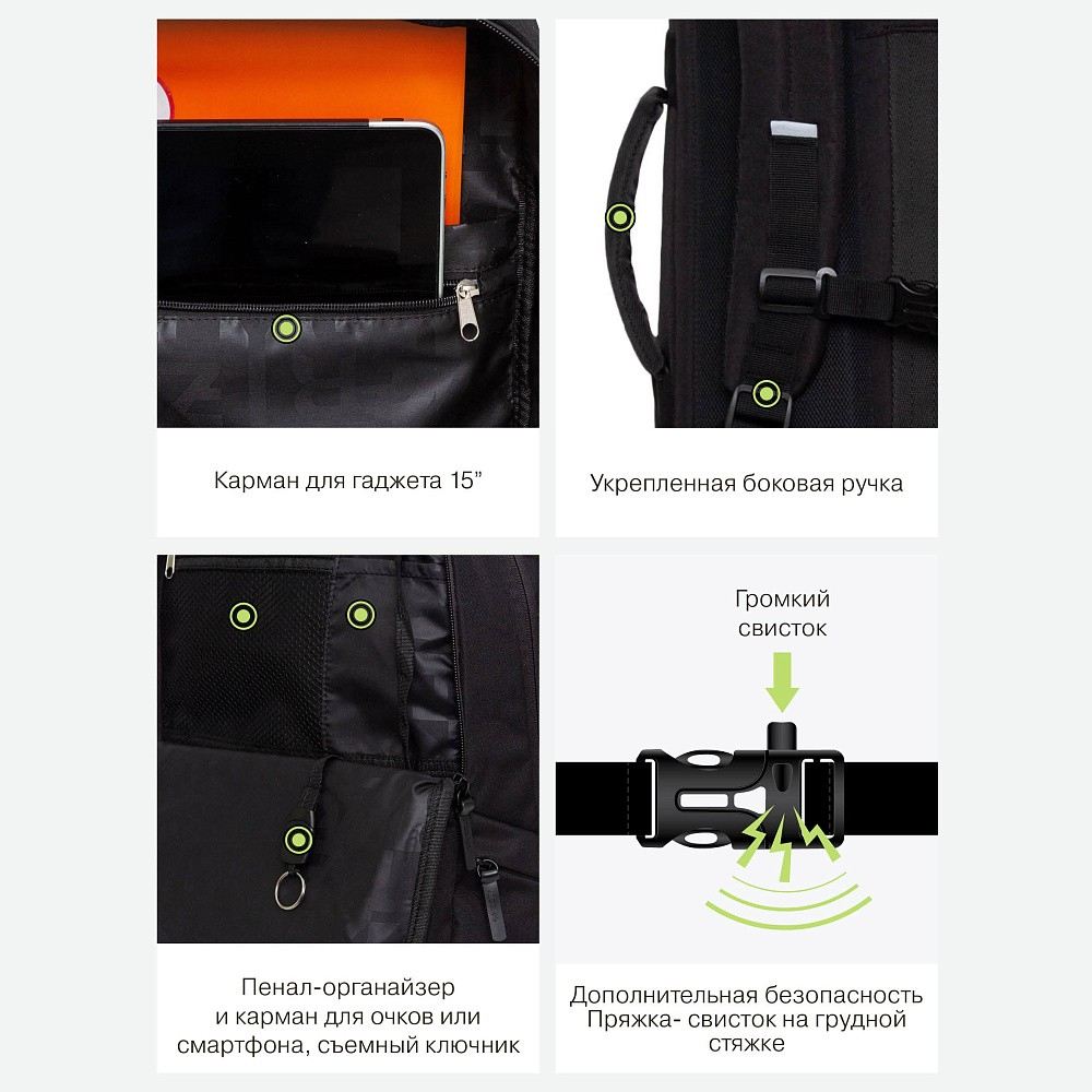 картинка Рюкзак, 3 отдела, 3 кармана, 31*44*21 см, черный, эргономичная спинка, Grizzly, RQ-406-1/1 от магазина Альфанит в Кунгуре