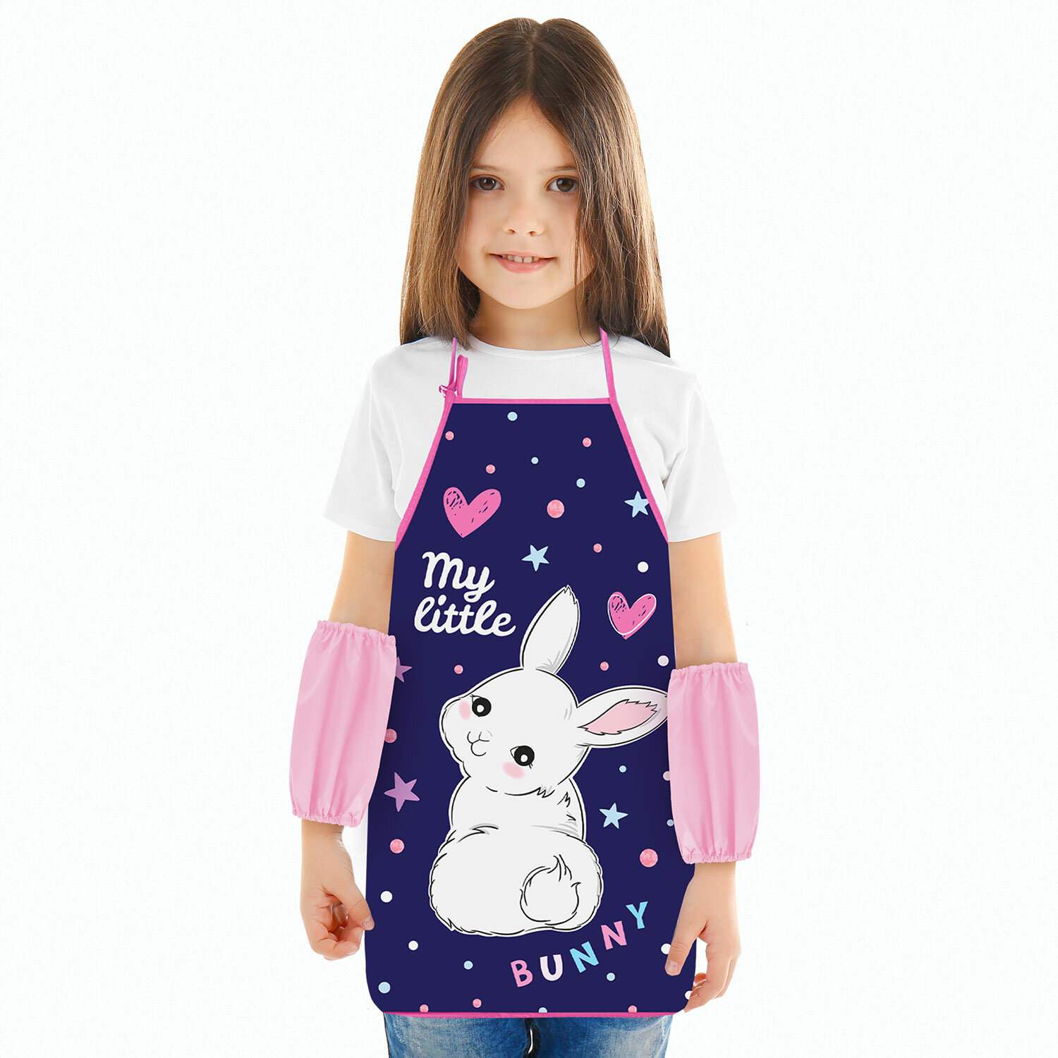картинка Фартук для труда, 46*54 см, с нарукавниками, фиолетовый, "Fluffy tail", Юнландия, 272463 от магазина Альфанит в Кунгуре