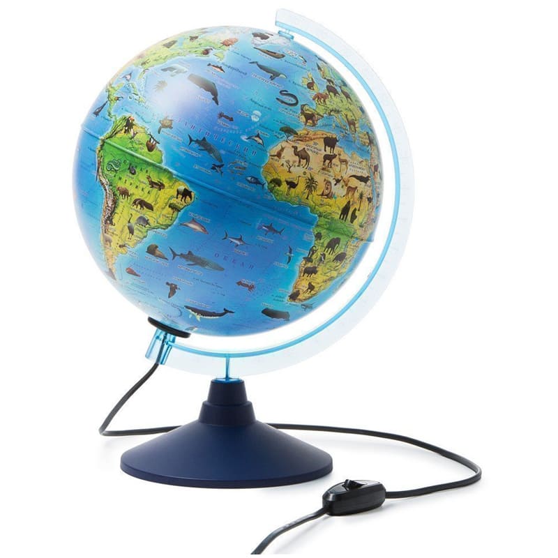 картинка Глобус зоогеографический, 25 см, с подсветкой, на подставке, с очками VR, Globen, INT12500306 от магазина Альфанит в Кунгуре