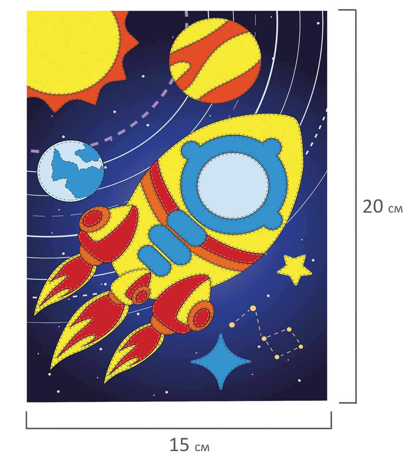 картинка Аппликация из фольги, 20*15 см, "Ракета", 662383 от магазина Альфанит в Кунгуре