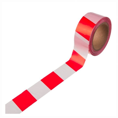 картинка Лента сигнальная, 75мм*200м, красно-белая, "Стандарт", 607910 от магазина Альфанит в Кунгуре