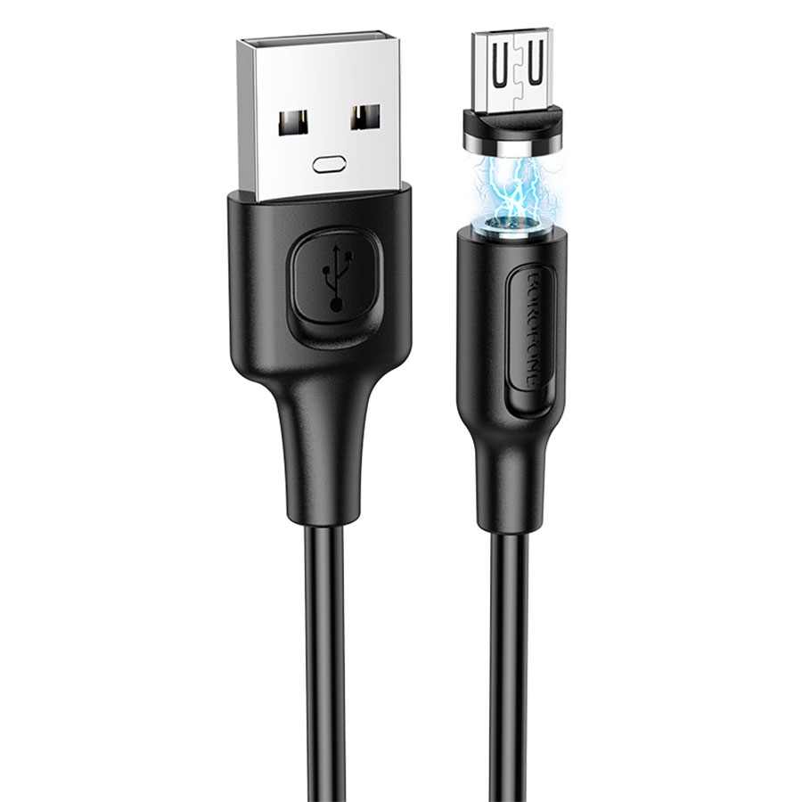 картинка Кабель соединительный для мобильных устройств Borofone USB 2.0 AM — micro-USB, 1,0 м, черный, магнитный, LD_B4626 от магазина Альфанит в Кунгуре