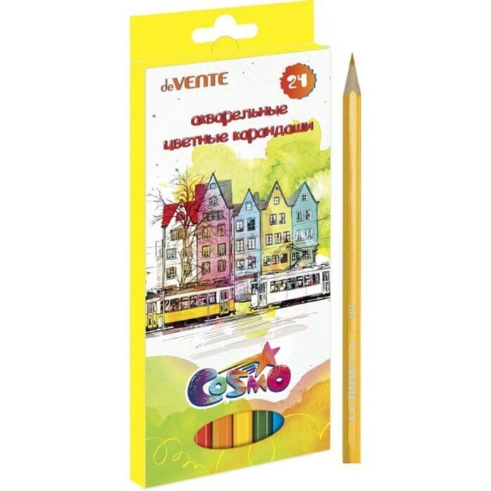 картинка Карандаши цветные акварельные, 24 цв, "Cosmo", deVente, 5024309 от магазина Альфанит в Кунгуре