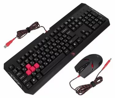 картинка Комплект проводной (клавиатура + мышь) игровой A4Tech Bloody Q1100, USB, черный от магазина Альфанит в Кунгуре