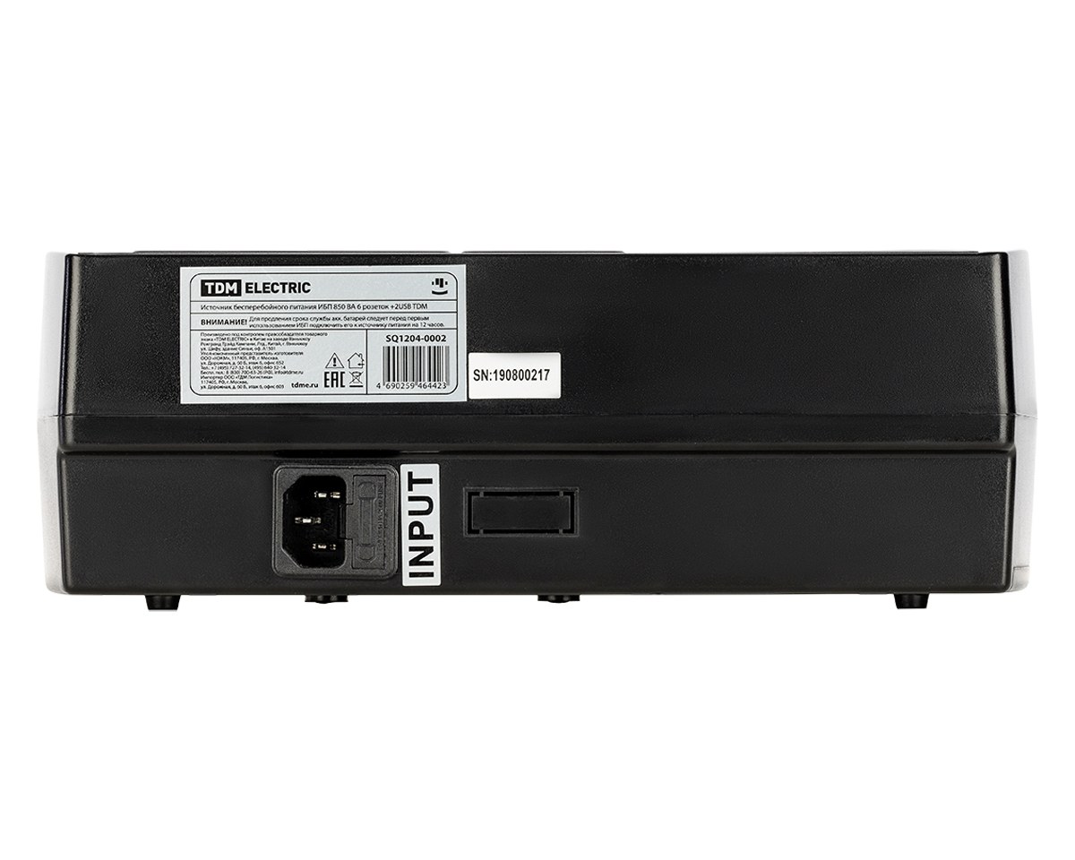 картинка ИБП TDM 850ВА, USB, 6 EURO розетки, SQ1204-0002 от магазина Альфанит в Кунгуре