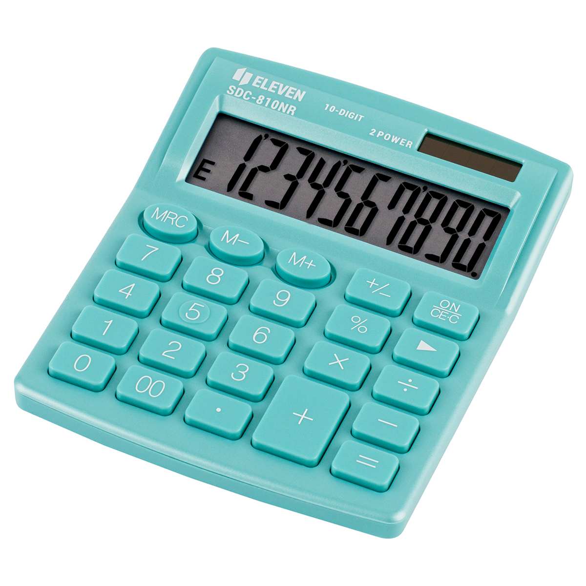картинка Калькулятор настольный, 10 разрядов, 12,7*10,7*2 см, двойное питание, бирюзовый, "SDC-810NR-GN", Eleven от магазина Альфанит в Кунгуре