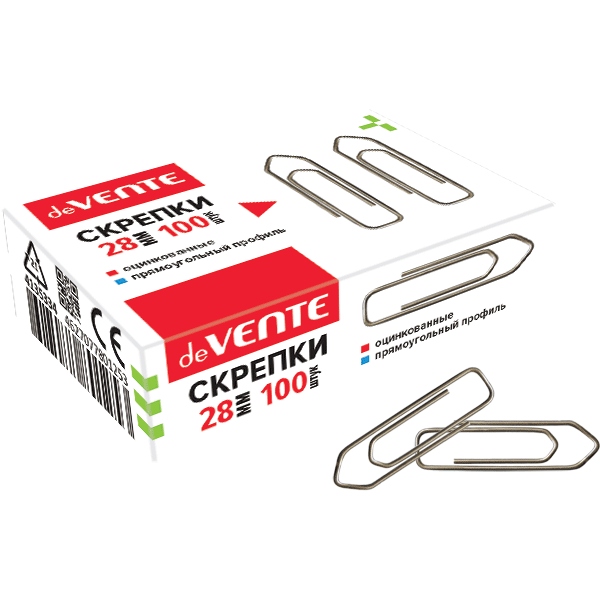 картинка Скрепки 28 мм, 100 шт, оцинкованные, deVente, 4135334 от магазина Альфанит в Кунгуре