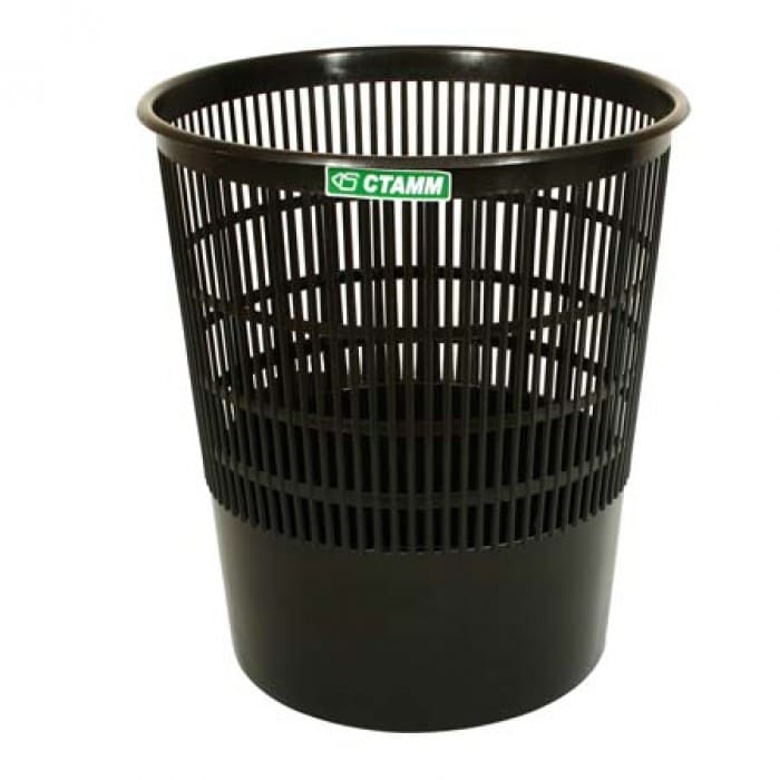 картинка Корзина для мусора 18 л, пластик, черный, сетчатая, СТАММ, КР01 от магазина Альфанит в Кунгуре