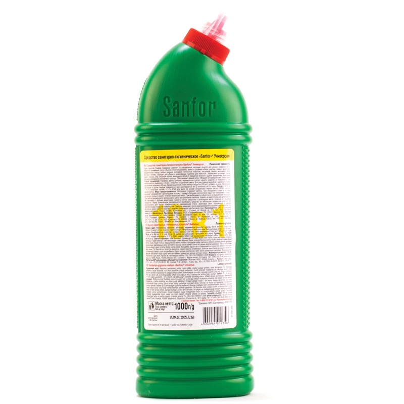 картинка Средство чистящее для санузла, 1 л, бутыль, "Универсал. Лимонная свежесть", Sanfor, 8894 от магазина Альфанит в Кунгуре