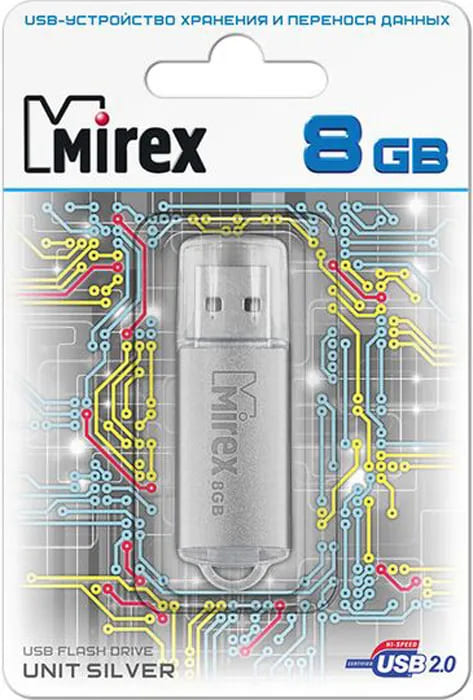 картинка Флеш-диск Mirex 8 GB, Unit, серебро металл, 13600-FMUUSI08 от магазина Альфанит в Кунгуре