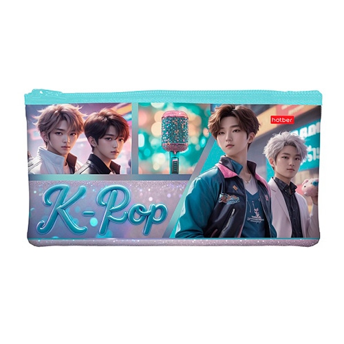 картинка Пенал-косметичка 1 отделение, 20,5*11 см, плоский, "K-pop music", Hatber, NPk_63195 от магазина Альфанит в Кунгуре