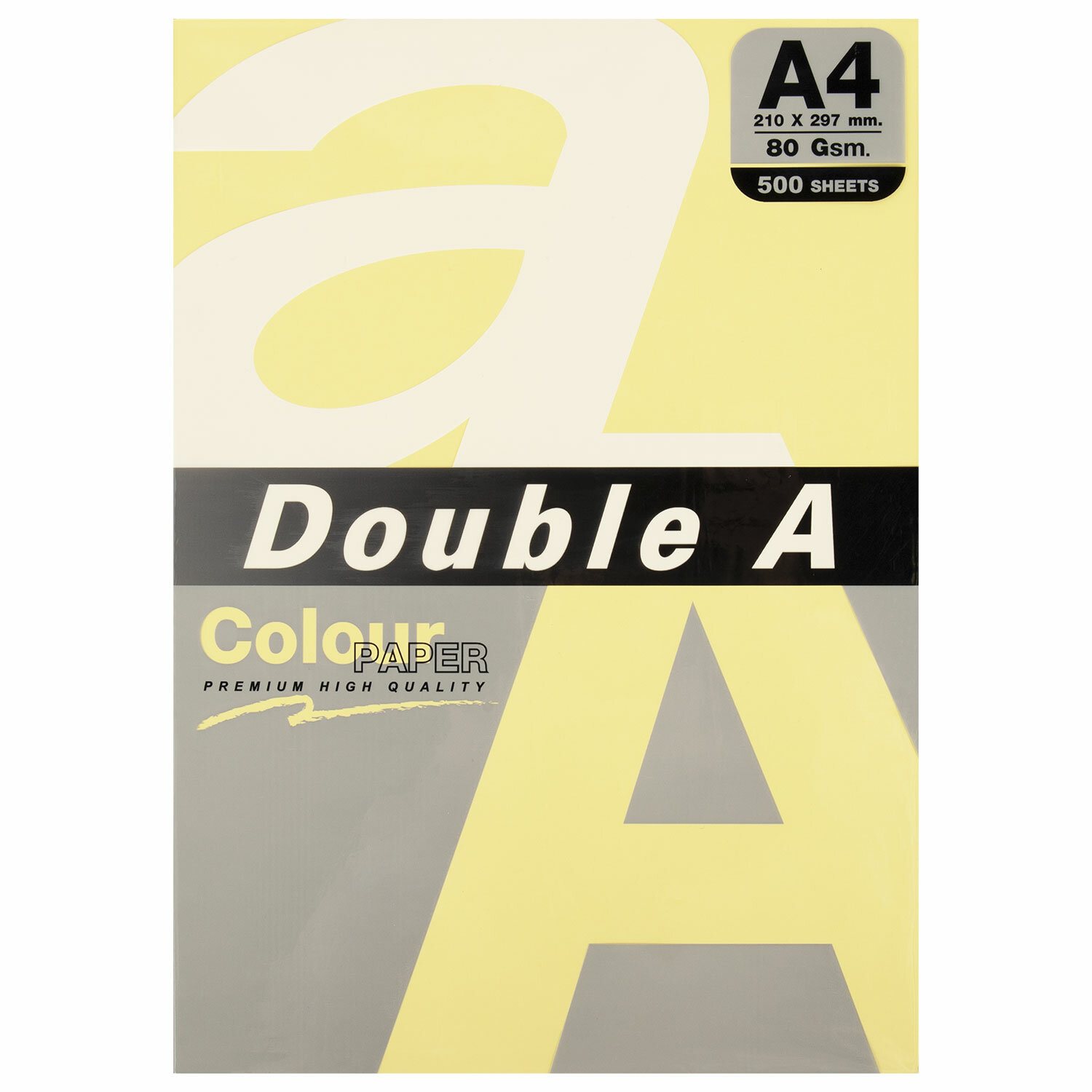 картинка Бумага офисная цветная, А4, 500 л, 1 цв, 80 г/м2, светло-желтый, Double A, 115113 от магазина Альфанит в Кунгуре