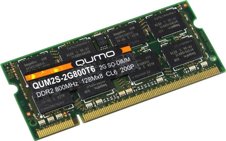 картинка Модуль памяти SO-DIMM 2 GB, Qumo PC6400, DDR2, 800 МГц, QUM2S-2G800T6 от магазина Альфанит в Кунгуре