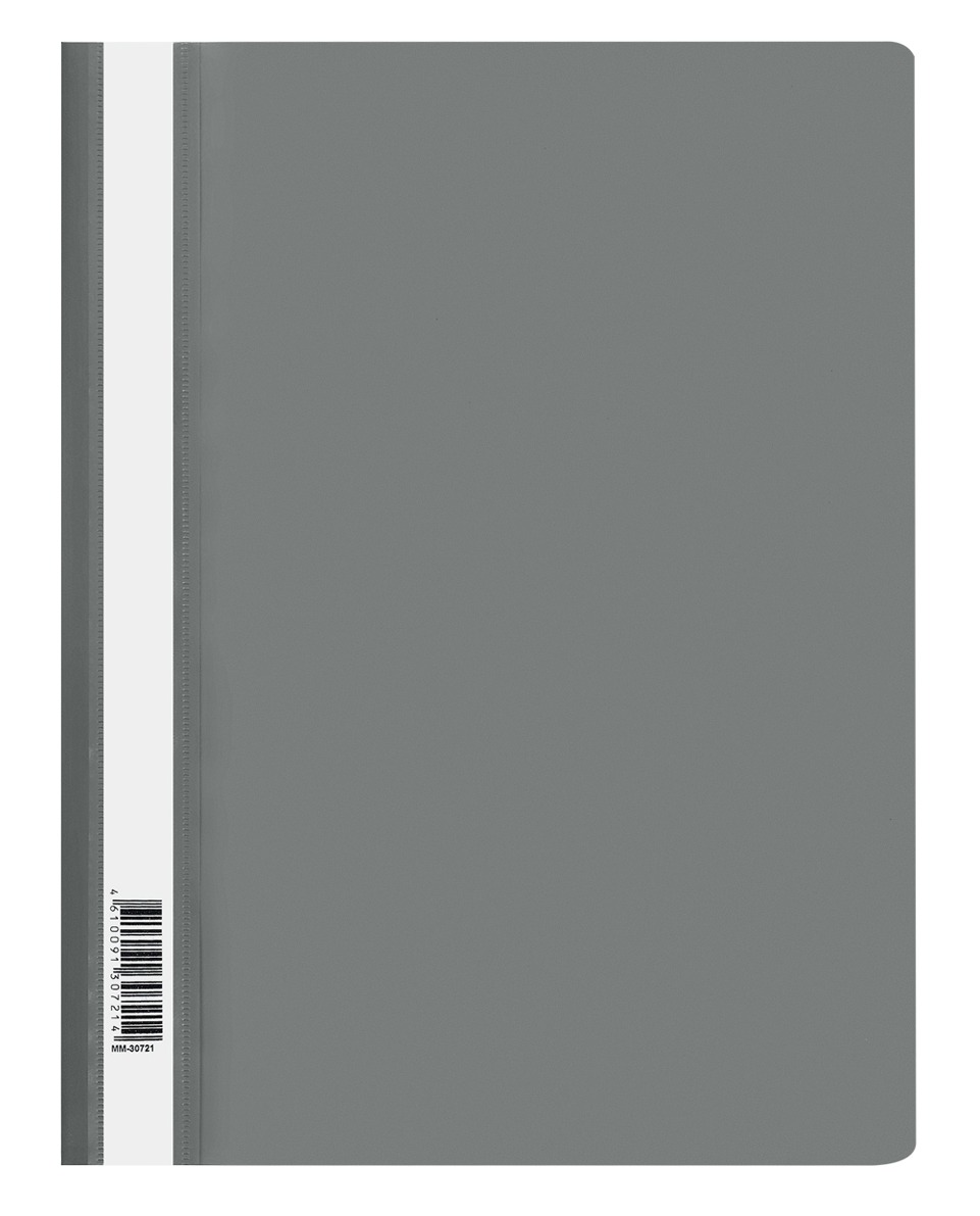 картинка Папка-скоросшиватель с прозрачным верхом, А4, 160 мкм, пластик, серый, СТАММ, ММ-30721 от магазина Альфанит в Кунгуре