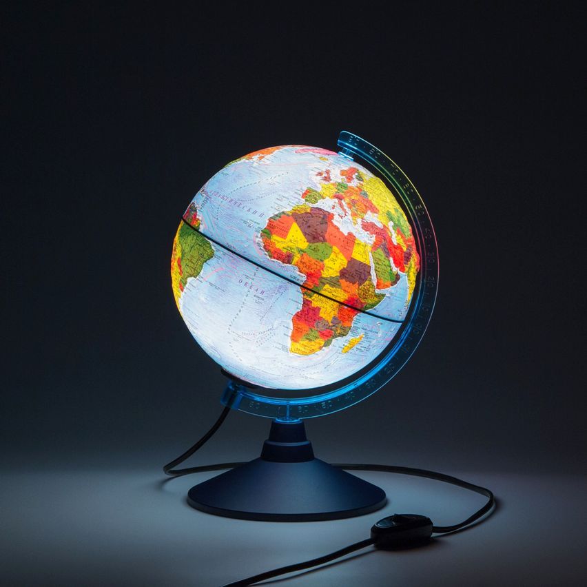 картинка Глобус физико-политический, 21 см, с подсветкой, на подставке, интерактивный, в комплекте очки, INT12100302 от магазина Альфанит в Кунгуре