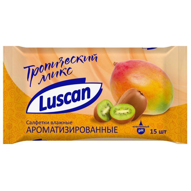 картинка Салфетки влажные, 15 шт, "Тропический микс", Luscan, 1027673 от магазина Альфанит в Кунгуре