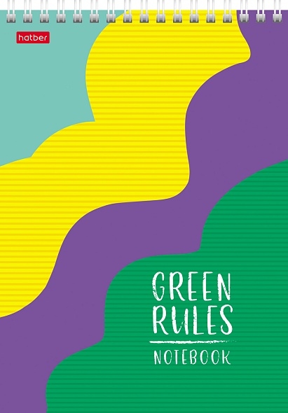 картинка Блокнот, А5, 96 л, клетка, на спирали, зеленый, "Green Rules", Hatber, 96Б5лВ1гр_26494 от магазина Альфанит в Кунгуре