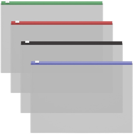картинка Папка-конверт на молнии, А4, 120 мкм, до 100 л, пластик, прозрачный, цветные zip молнии, "Fizzy Clear", Erich Krause, 50326 от магазина Альфанит в Кунгуре