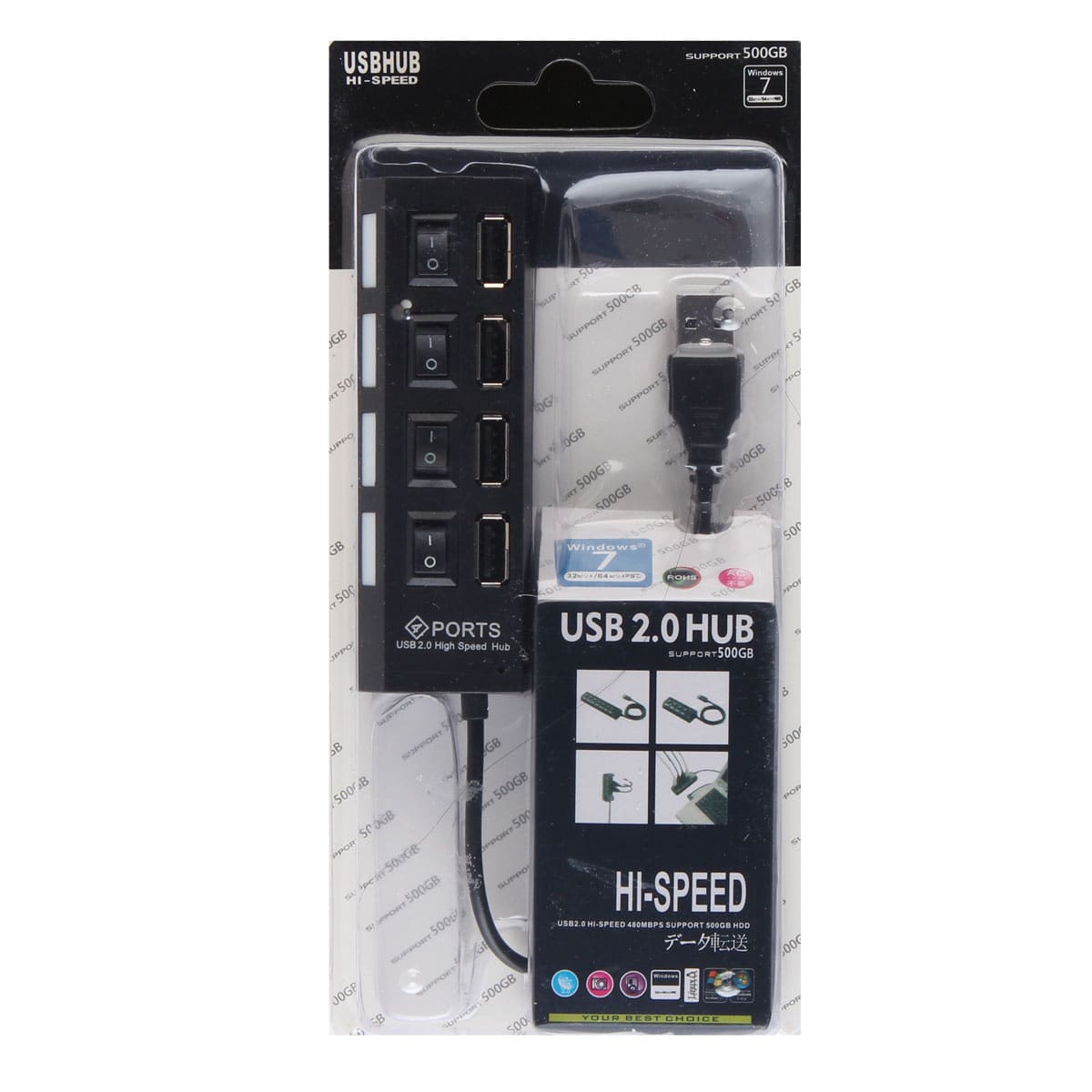 картинка Разветвитель SmartBuy SBHA-7204-B, USB, 4 порта, черный, с выключателями от магазина Альфанит в Кунгуре