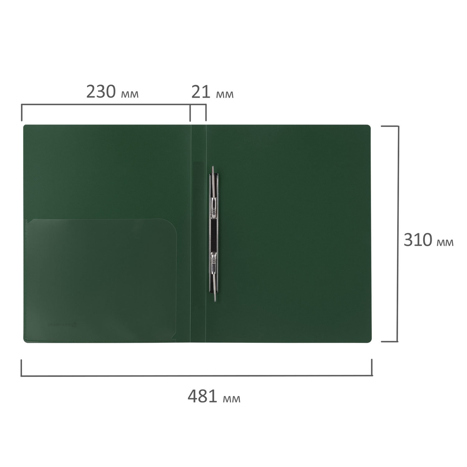 картинка Папка с металлическим скоросшивателем, А4, до 100 л, темно-зеленый, BRAUBERG, 221354 от магазина Альфанит в Кунгуре