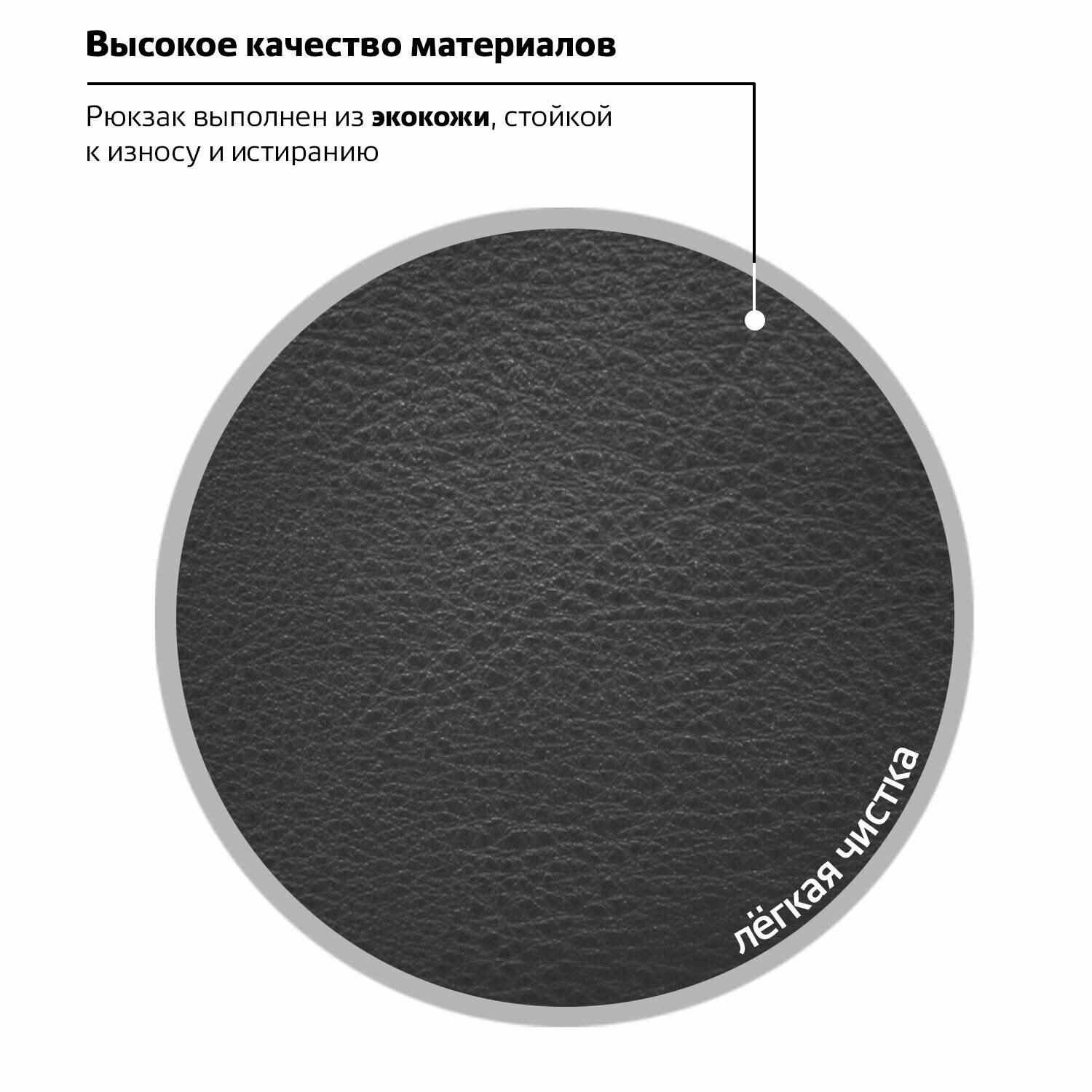 картинка Рюкзак, 1 отдел, 2 кармана, 42*30*15 см, кожзам, черный, мягкая спинка, с отделением для ноутбука, "CELEBRITY. Урбан", BRAUBERG, 227084 от магазина Альфанит в Кунгуре