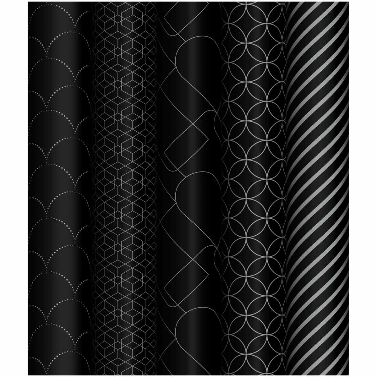 картинка Бумага упаковочная глянцевая, 70*100 см, 80 г/м2, "Pattern on black", MESHU, MS_53487 от магазина Альфанит в Кунгуре