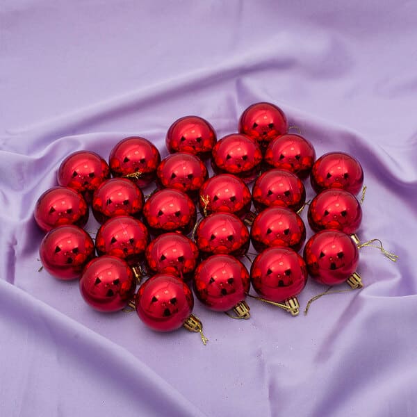 картинка Набор шаров, 24 шт, 5 см, красный, "Глянец", 201-0631, 11460132 от магазина Альфанит в Кунгуре