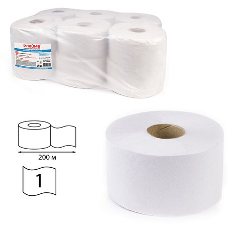 картинка Бумага туалетная, 12 шт, 200 м, отбеленная, Система Т2, Любаша, 124546 от магазина Альфанит в Кунгуре