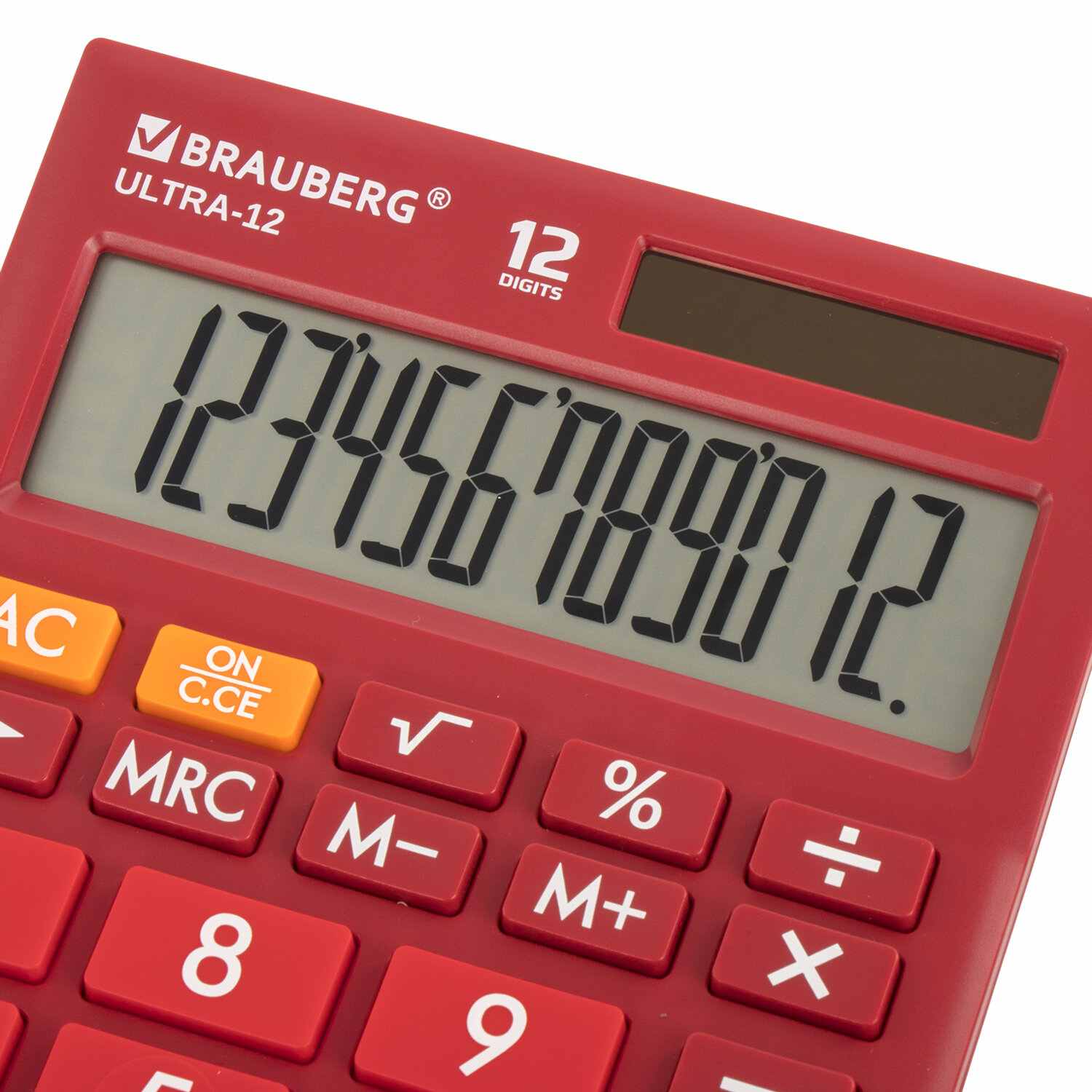 картинка Калькулятор настольный, 12 разрядов, 19,2*14,3 см, двойное питание, бордовый, "COLOR-12-WR", BRAUBERG, 250494 от магазина Альфанит в Кунгуре